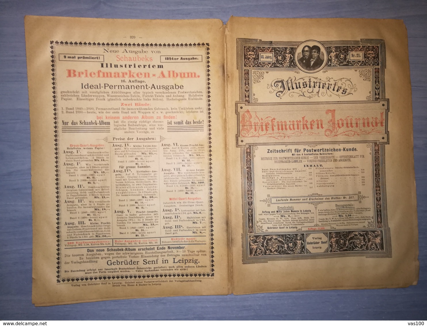 ILLUSTRATED STAMPS JOURNAL- ILLUSTRIERTES BRIEFMARKEN JOURNAL MAGAZINE, LEIPZIG, NR 21, NOVEMBER 1893, GERMANY - Tedesche (prima Del 1940)