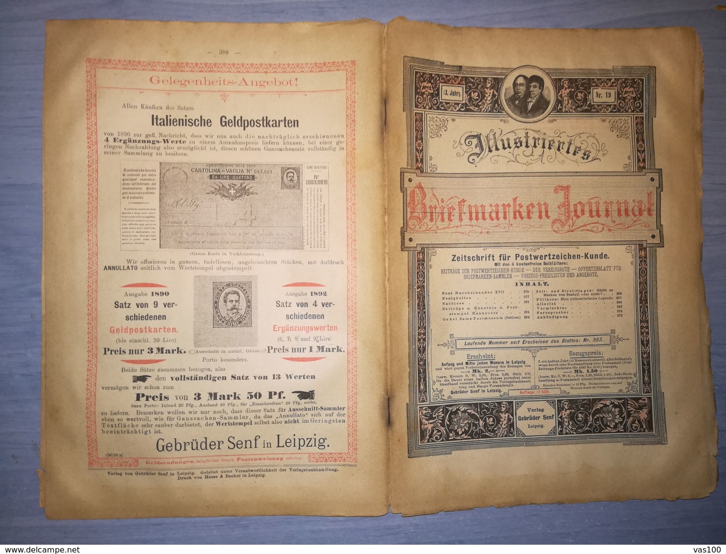 ILLUSTRATED STAMPS JOURNAL- ILLUSTRIERTES BRIEFMARKEN JOURNAL MAGAZINE, LEIPZIG, NR 19, OCTOBER 1893, GERMANY - Deutsch (bis 1940)