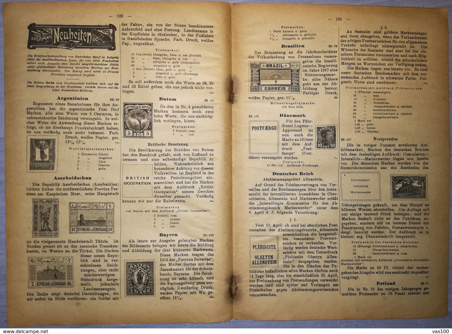 ILLUSTRATED STAMPS JOURNAL- ILLUSTRIERTES BRIEFMARKEN JOURNAL MAGAZINE, LEIPZIG, NR 8, MAY 1920, GERMANY - Tedesche (prima Del 1940)