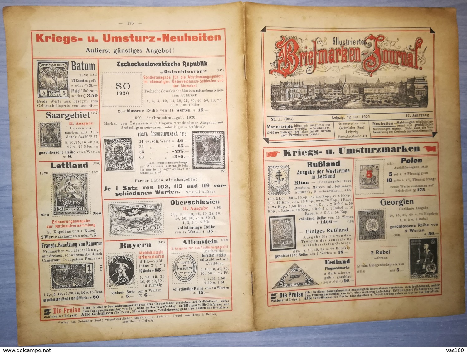 ILLUSTRATED STAMPS JOURNAL- ILLUSTRIERTES BRIEFMARKEN JOURNAL MAGAZINE, LEIPZIG, NR 11, JUNE 1920, GERMANY - Tedesche (prima Del 1940)