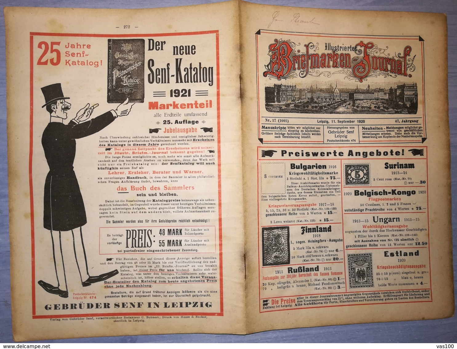 ILLUSTRATED STAMPS JOURNAL- ILLUSTRIERTES BRIEFMARKEN JOURNAL MAGAZINE, LEIPZIG, NR 17, SEPTEMBER 1920, GERMANY - Tedesche (prima Del 1940)