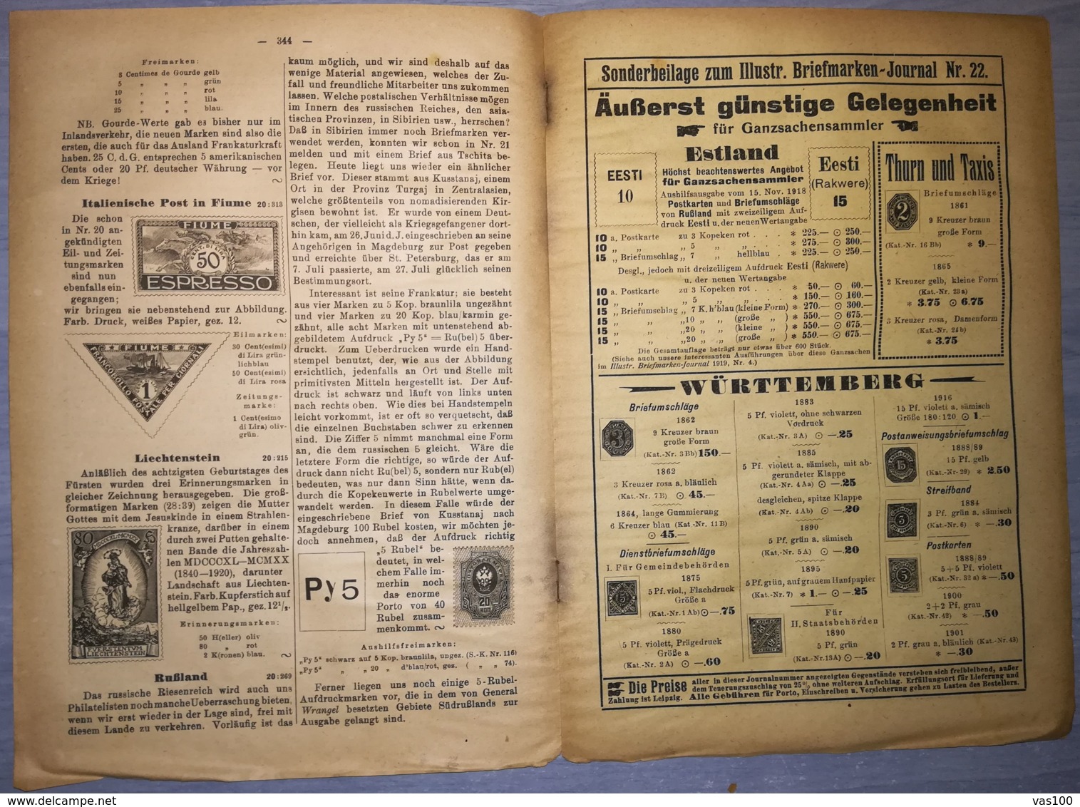 ILLUSTRATED STAMPS JOURNAL- ILLUSTRIERTES BRIEFMARKEN JOURNAL MAGAZINE, LEIPZIG, NR 22, NOVEMBER 1920, GERMANY - Tedesche (prima Del 1940)