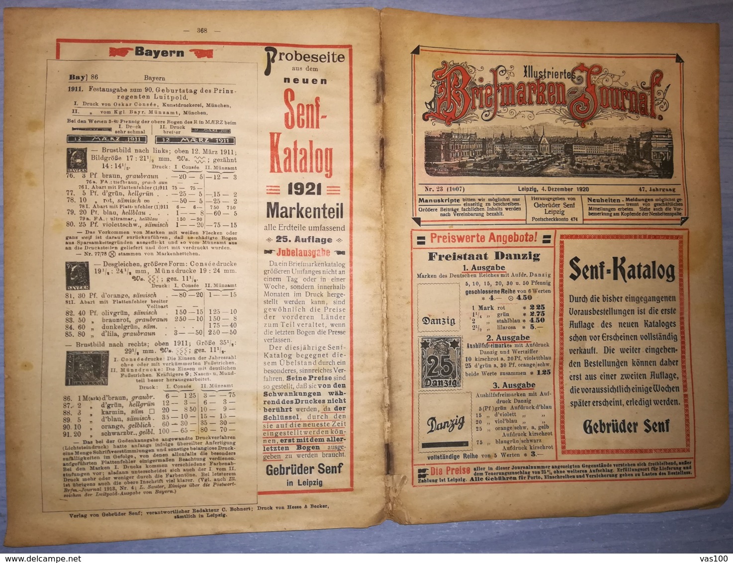 ILLUSTRATED STAMPS JOURNAL- ILLUSTRIERTES BRIEFMARKEN JOURNAL MAGAZINE, LEIPZIG, NR 23, DECEMBER 1920, GERMANY - Tedesche (prima Del 1940)