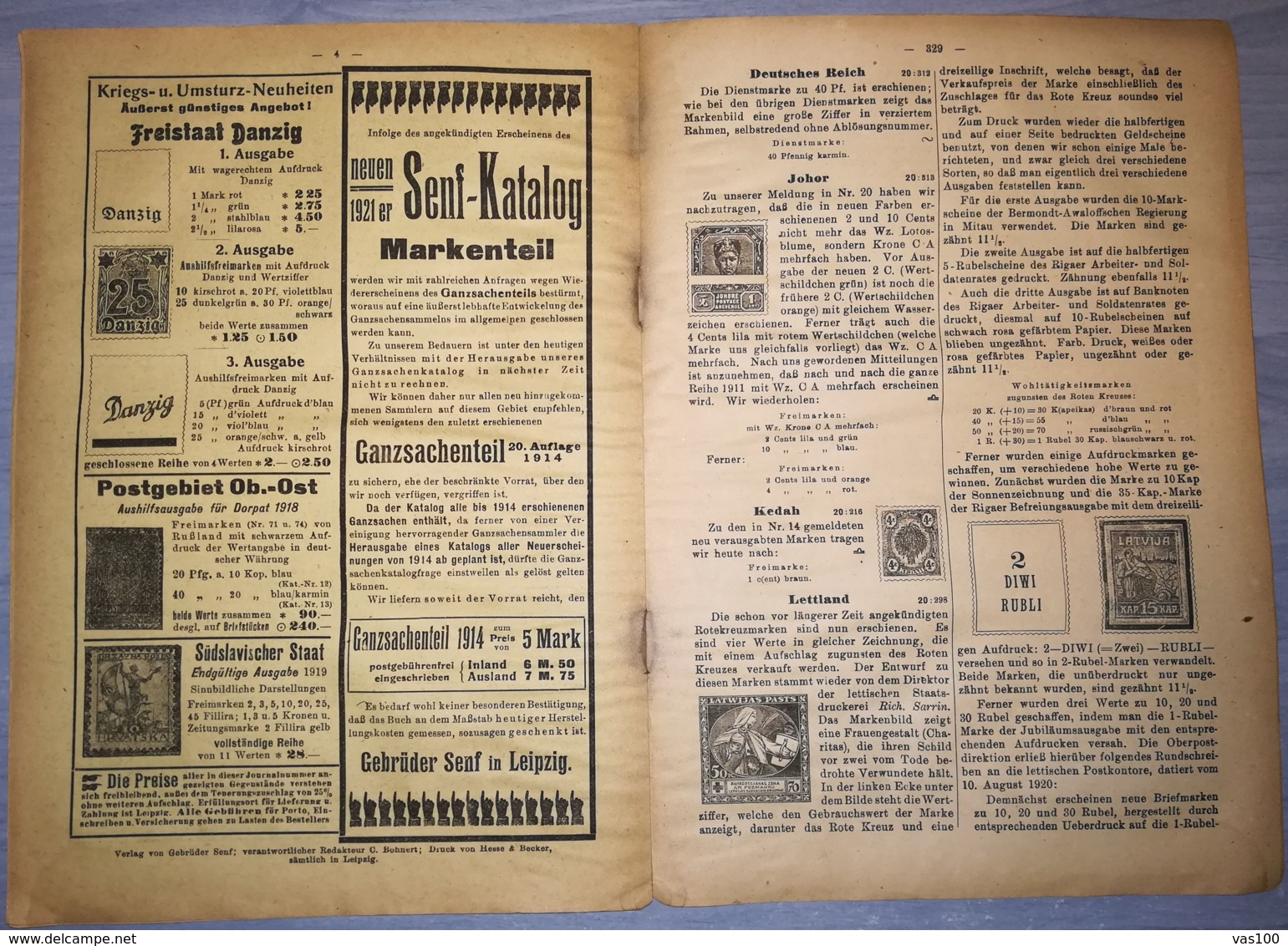ILLUSTRATED STAMPS JOURNAL- ILLUSTRIERTES BRIEFMARKEN JOURNAL MAGAZINE, LEIPZIG, NR 21, NOVEMBER 1920, GERMANY - Tedesche (prima Del 1940)