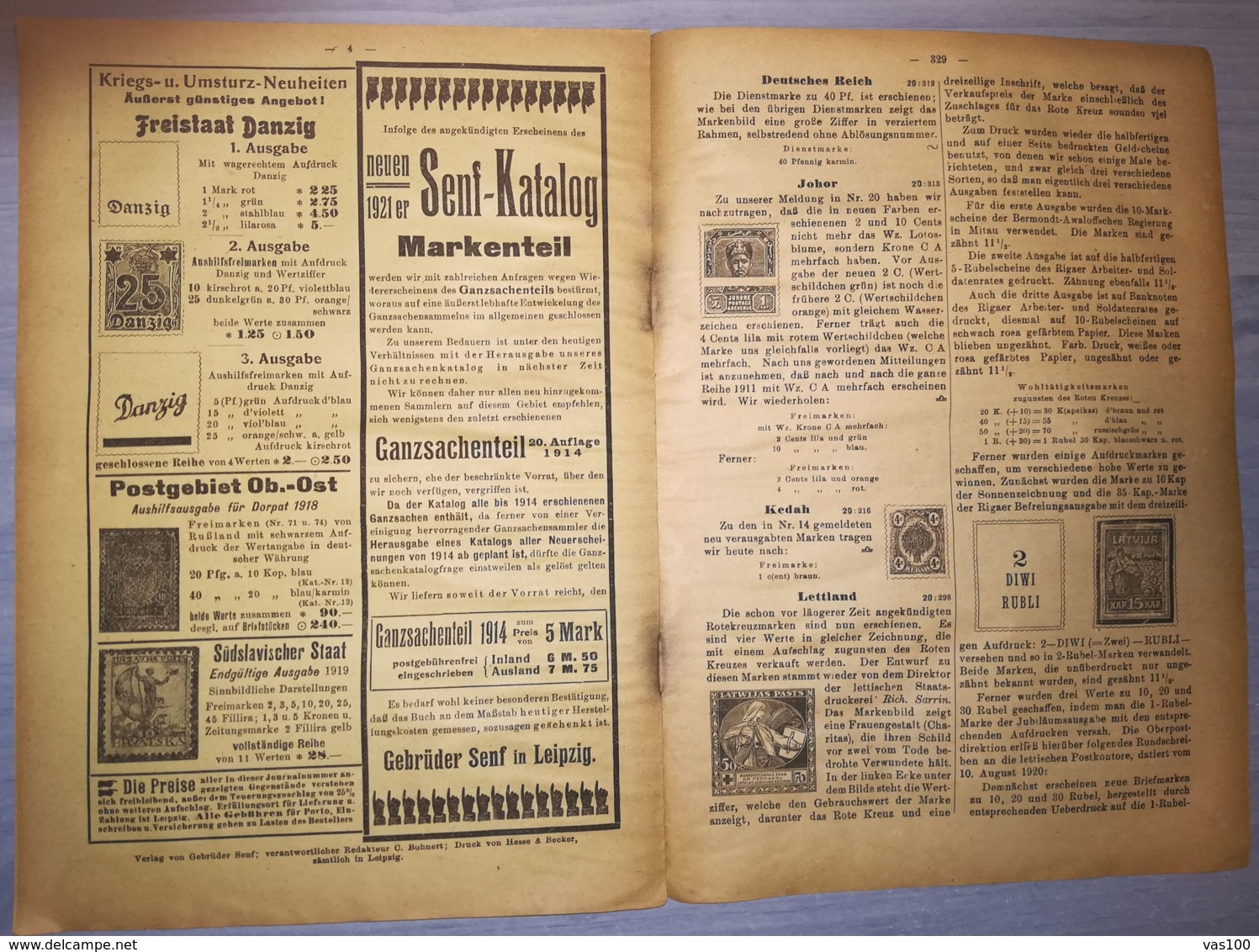 ILLUSTRATED STAMPS JOURNAL- ILLUSTRIERTES BRIEFMARKEN JOURNAL MAGAZINE, LEIPZIG, NR 21, NOVEMBER 1920, GERMANY - Tedesche (prima Del 1940)