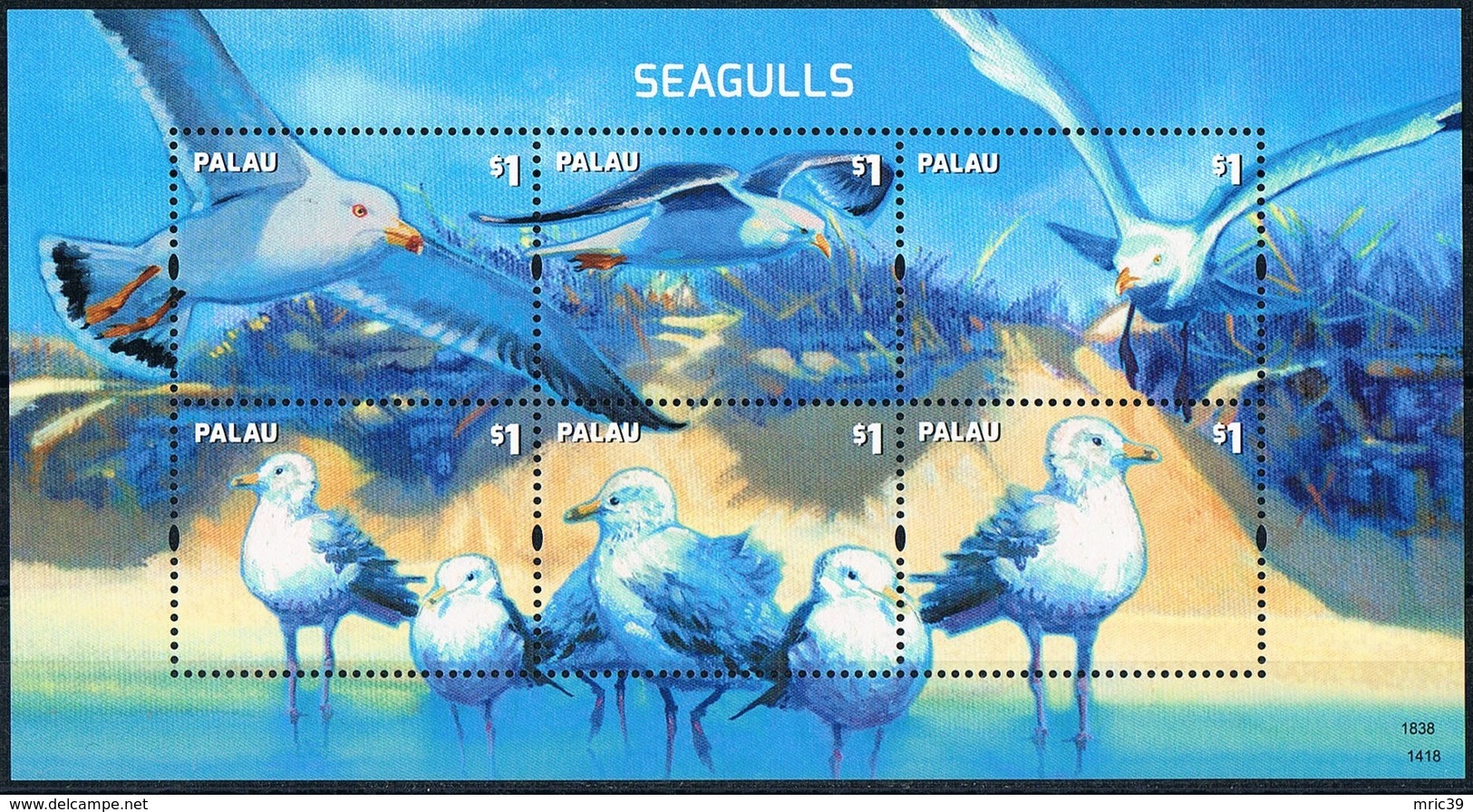 Bloc Sheet Oiseaux  Birds Seagulls Neuf MNH ** Palau 2014 - Mouettes