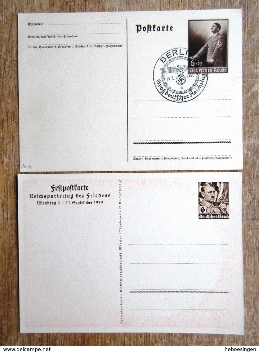 DR Ganzsachen Hitler 6+19 Pfg. SST Berlin, 6 Pfg. Festpostkarte Reichsparteitag Nürnberg 1939 Ungebraucht - Sonstige & Ohne Zuordnung