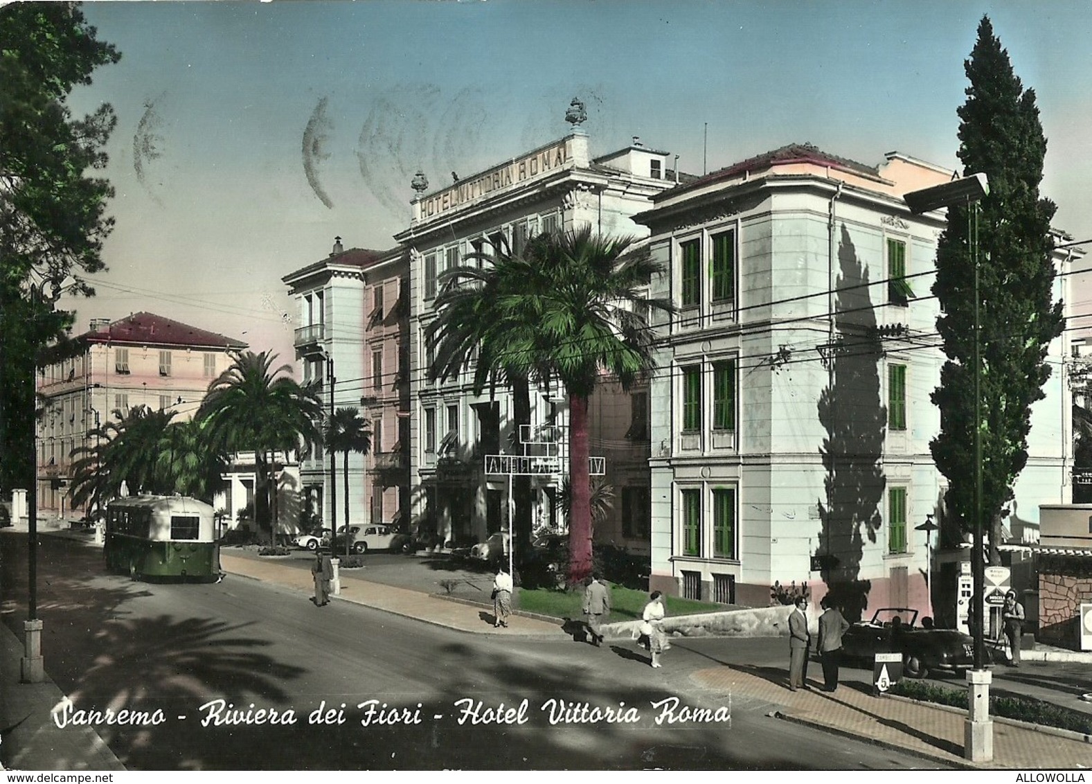 2245 " SANREMO-RIVIERA DEI FIORI-HOTEL VITTORIA ROMA-FILOBUS,DISTRUBUTORE,AUTO ANNI '50 " CART.POST. ORIG.ANIMATA SPED. - San Remo