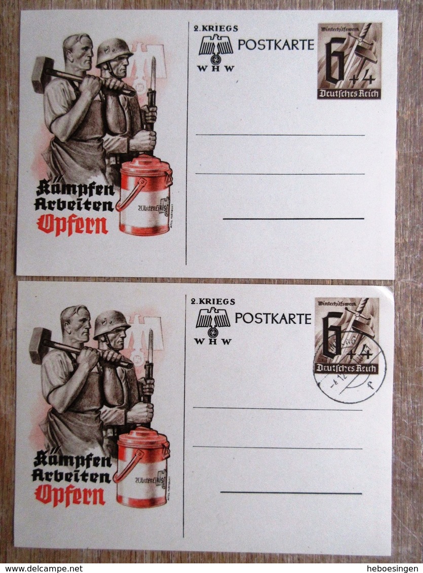 DR Ganzsachen 6+4 Pfg. Kriegs WHW Kämpfen, Arbeiten, Opfern Ungebraucht/Stempel Quedlingburg - Sonstige & Ohne Zuordnung