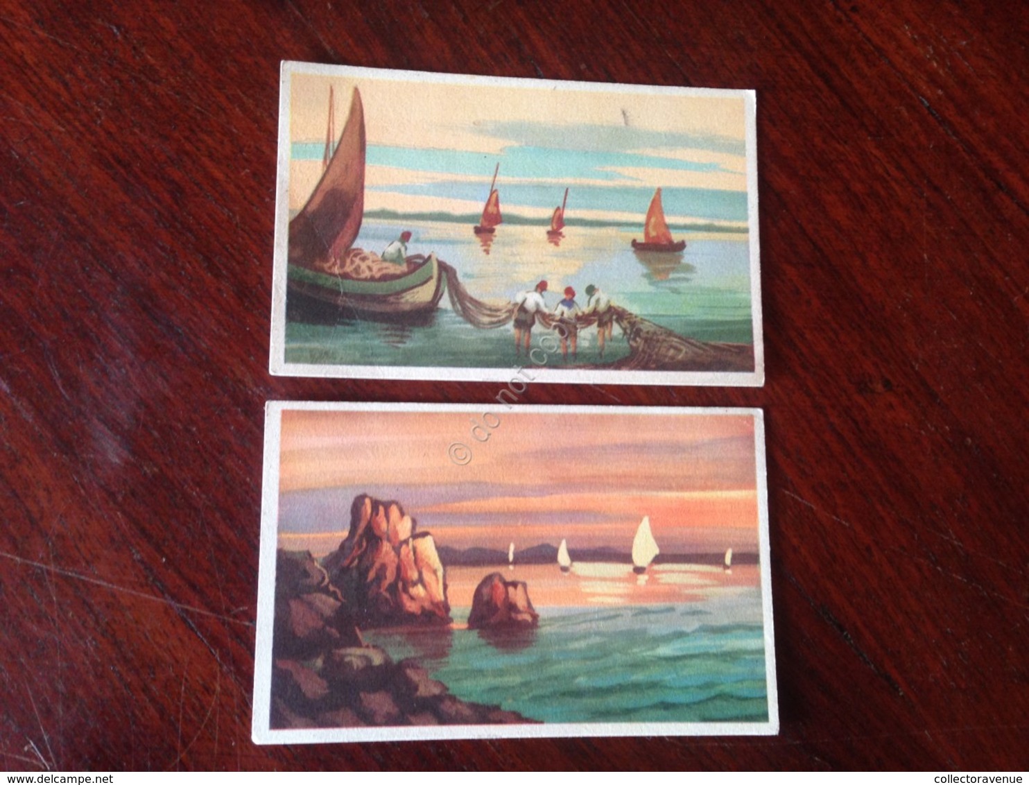 Cartolina Illustrata Mare Barca Pescatori Lotto Di 2 Cartoline NVG N.2050/7 E /4 - Non Classificati