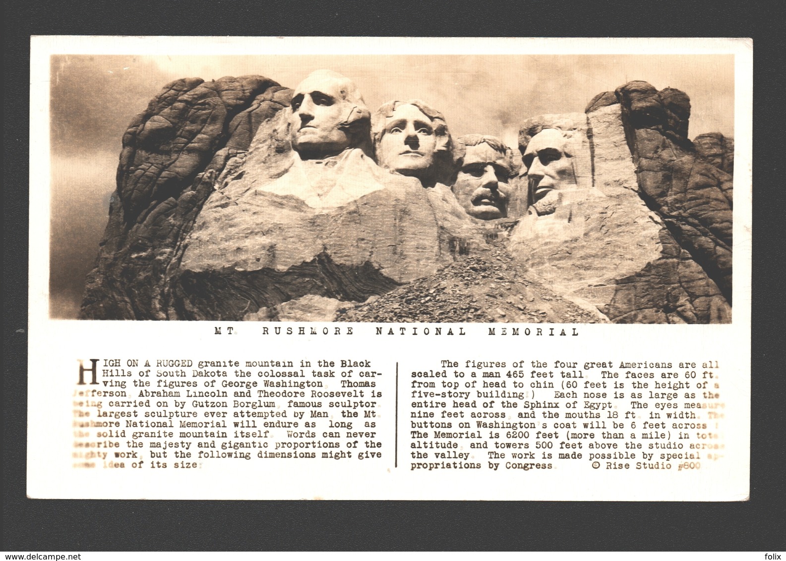 Mount Rushmore - Mt. Rushmore National Memorial - Rise Studio - Photo Card - Single Back - Mount Rushmore