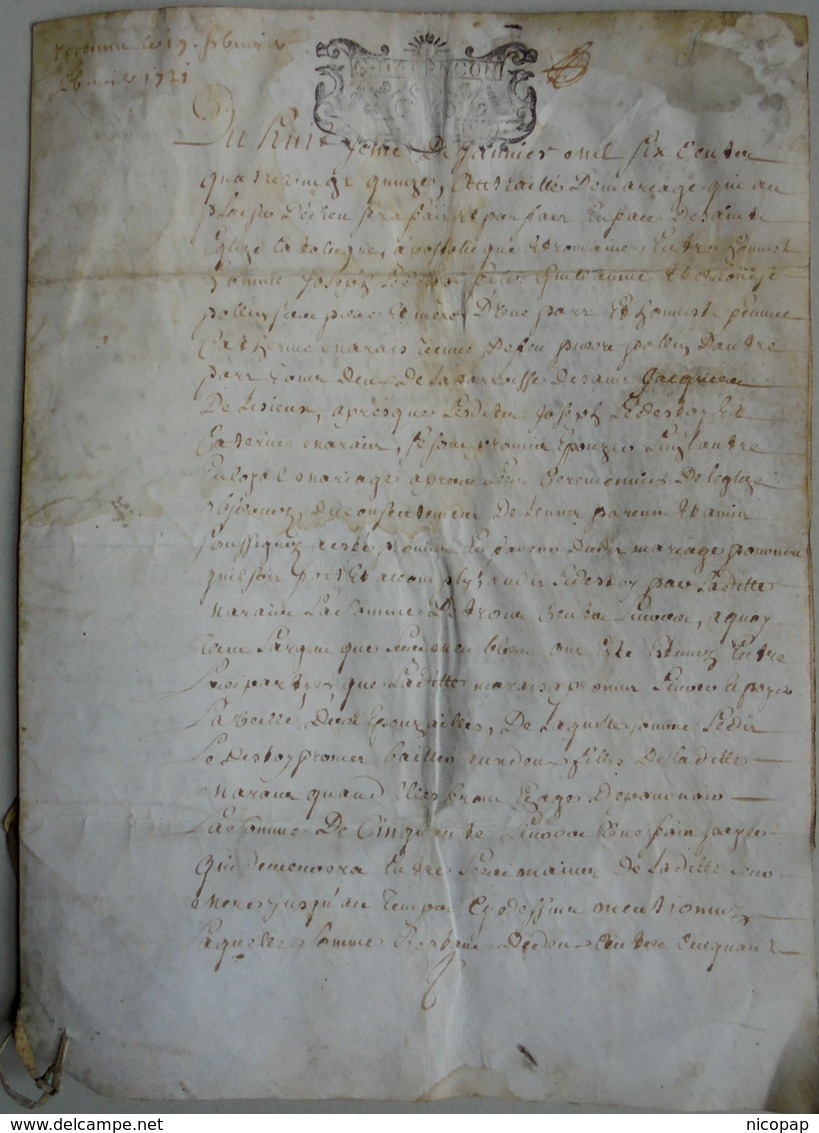 Besançon, Acte Sur Parchemin, 1695 - Documents Historiques