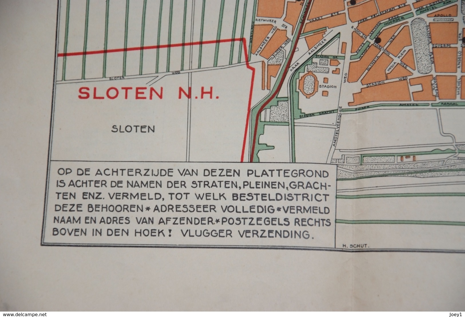 Plan ancien de la ville d'Amsterdam format 56cm/45cm