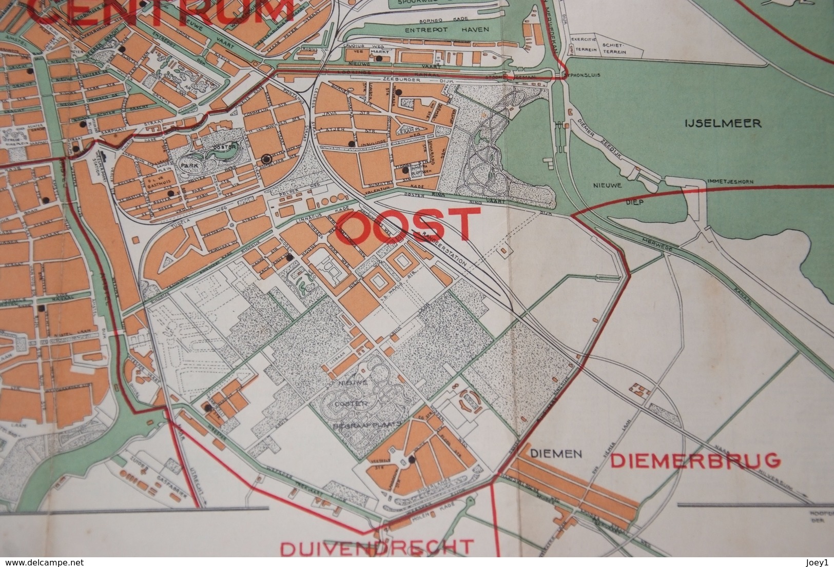 Plan ancien de la ville d'Amsterdam format 56cm/45cm