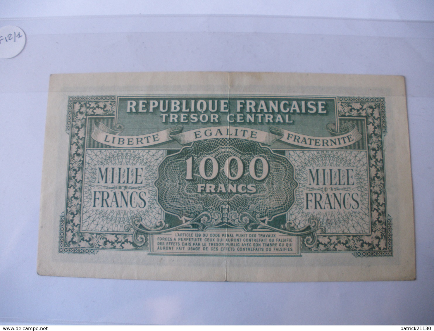 1000F MARIANNE TYPE 1945 LETTRE A - Other & Unclassified