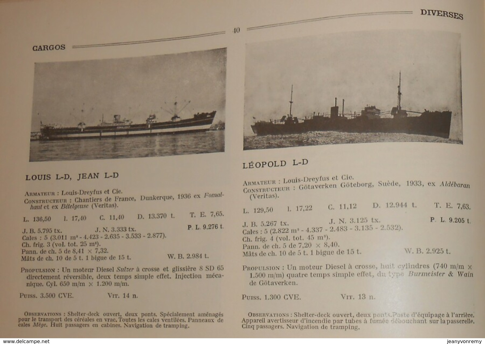 Flotte Marchande Française. 1947 - 1948. Par Robert Gruss. 1947. - Bateau