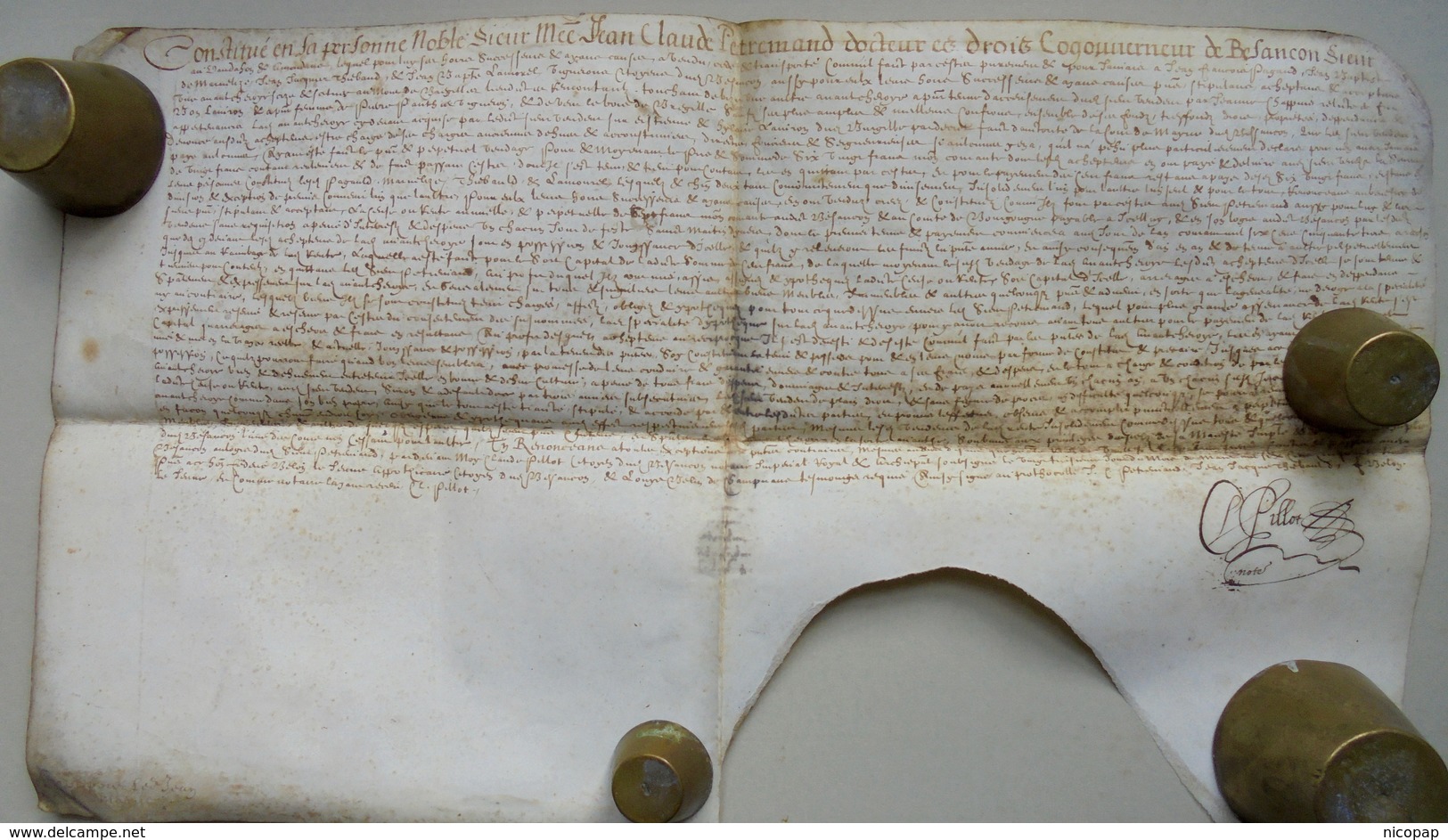 Besançon, Acte Sur Parchemin, 1653 - Documents Historiques