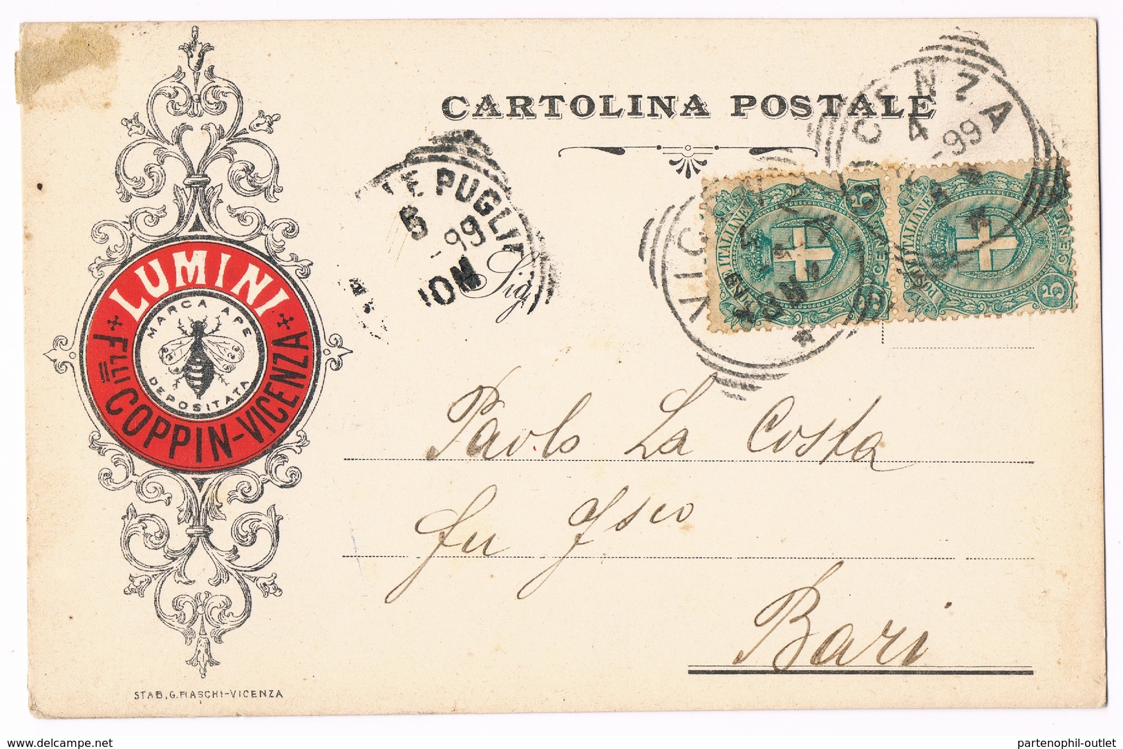 Cartolina - Postcard / Viaggiata - Sent / Pubblicitaria – Lumini – F.lli Coppin – Vicenza - Advertising