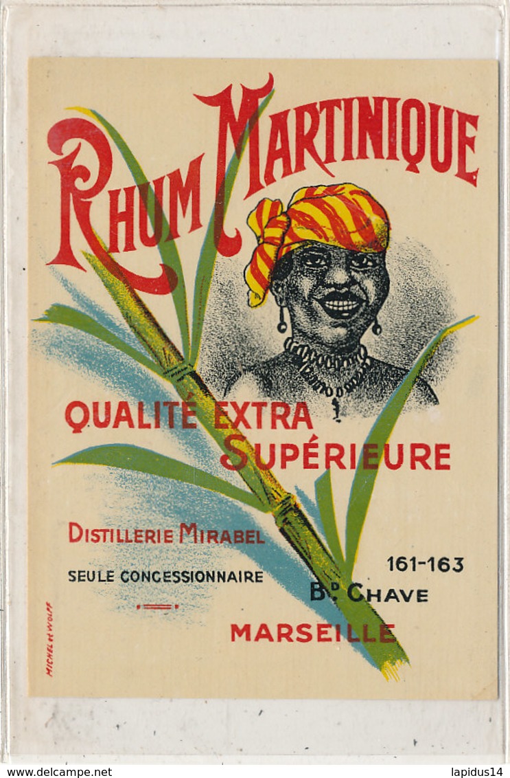 972  / ETIQUETTE  DE RHUM- MARTINIQUE DISTILLERIE MIRABEL MARSEILLE - Rhum