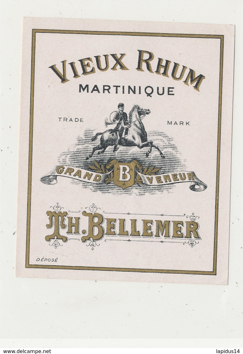 977  / ETIQUETTE  DE RHUM-  VIEUX   MARTINIQUE  TH. BELLEMER - Rhum