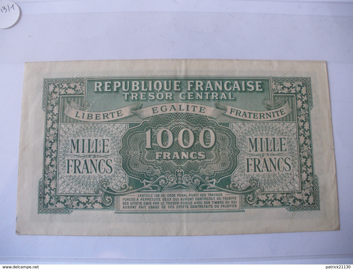 1000F MARIANNE TYPE 1945 LETTRE E - Other & Unclassified