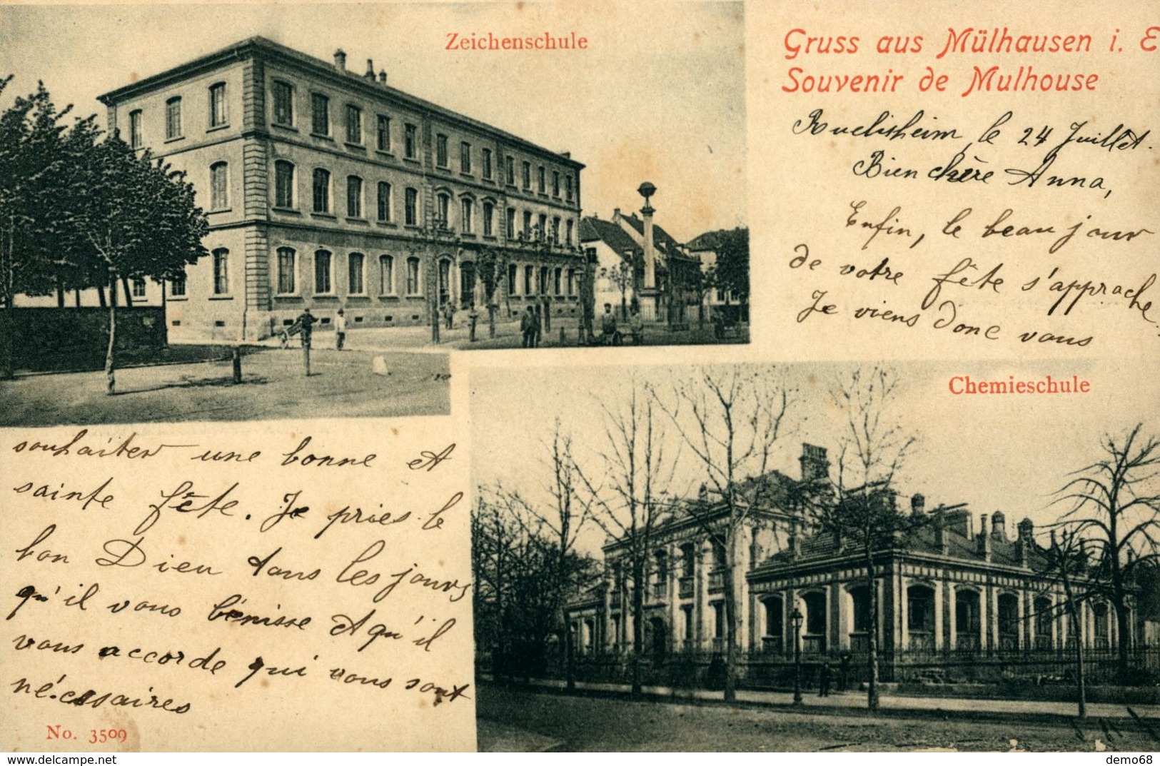 Mulhouse  Ecole De Dessin Et Ecole De Chimie  Gruss Aus  Superbe Carte écrite Mais Non Timbrée - Mulhouse