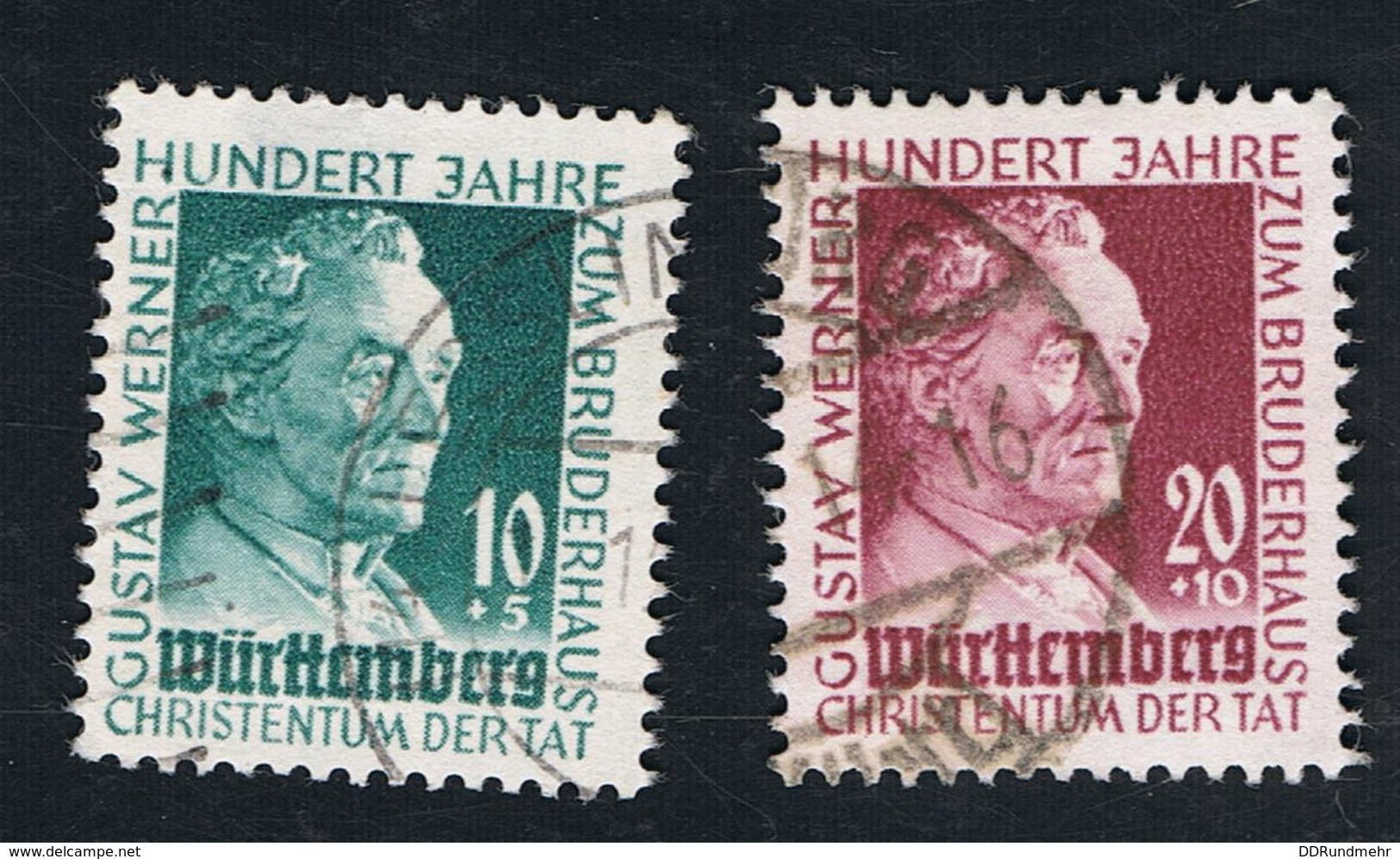 1949  3. Sept. Würtemberg 100 J. Gustav-Werner-Stiftung Mi 47 - 48 Yt 44 - 45 Sg  47 - 48 AFA 48 - 49 Gestempelt O - Sonstige & Ohne Zuordnung
