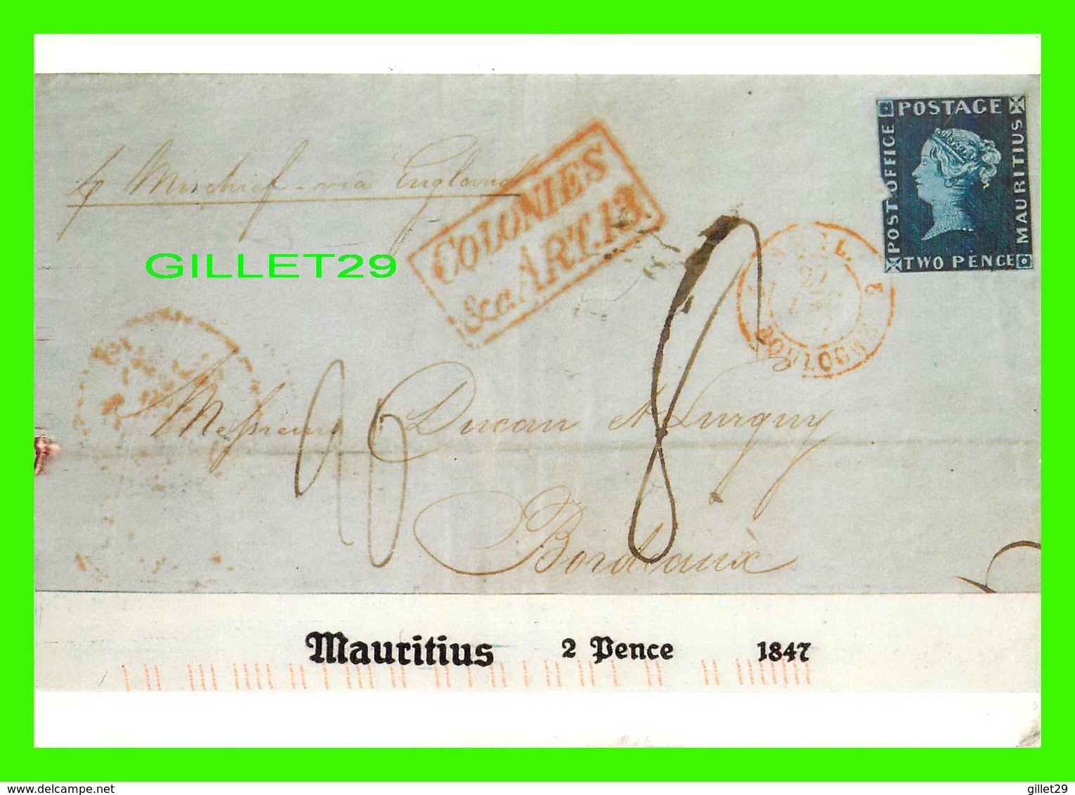 ILE MAURICE - MAURITIUS 2 PENCE, 1847 -  DEUTSCHES POSTMUSEUM IN 1991 - TRAVEL - Maurice