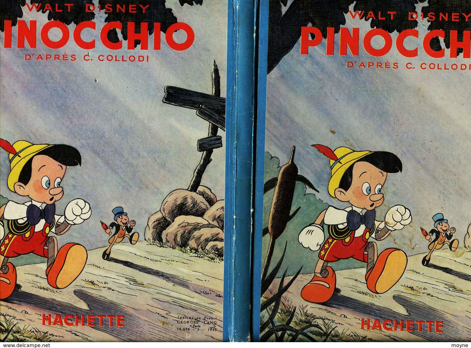 Enfantina- Walt Disney- PINOCCHIO, D'aprés C. COLLODI  - EDITION ORIGINALE  1940  Hachette - TRES RARE- (BLANCHE NEIGE) - Disney