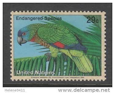 TIMBRE NEUF DES NATIONS UNIES N. Y. - AMAZONA VERSICOLOR N° Y&T 652 - Papageien