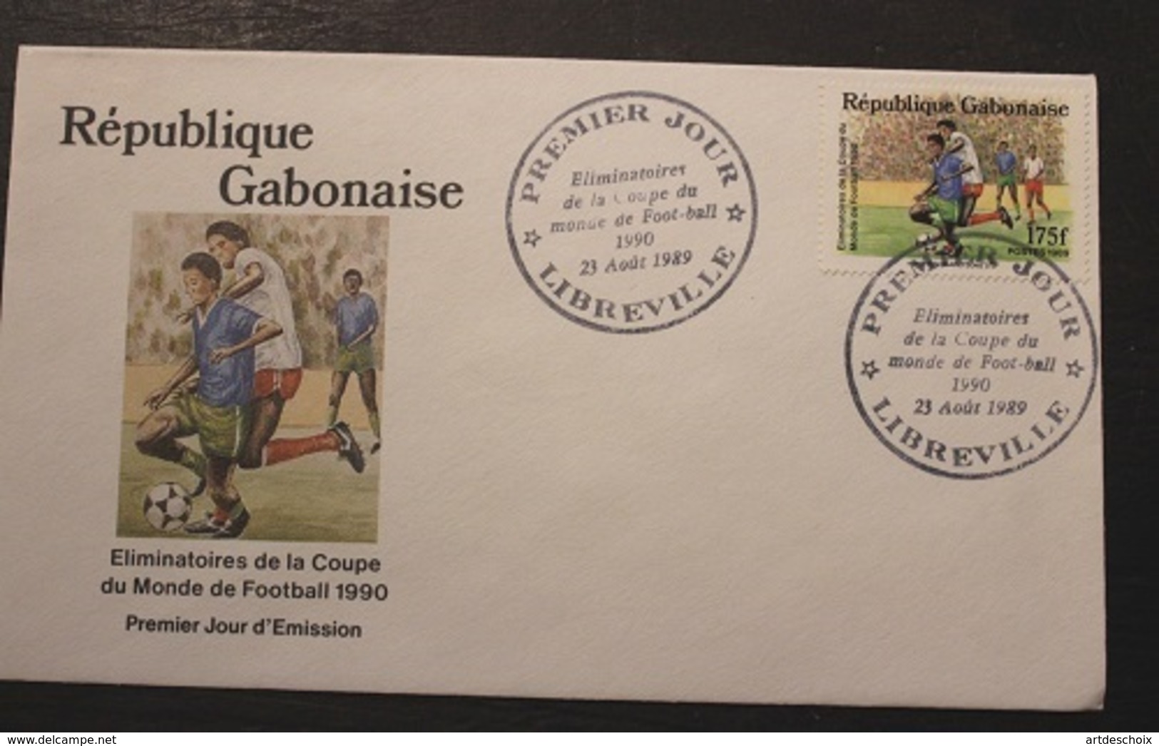 Enveloppe 1° Jour GABON Eliminatoires Coupe Du Monde De Foot 22 Aout  1989 - Gabon (1960-...)