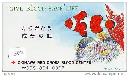 Telecarte Japon * Croix Rouge (1602) PHONECARD JAPAN * Red Cross * TELEFONKARTE * ROTES KREUZ * POISSON * FISH * CORAL - Publicité