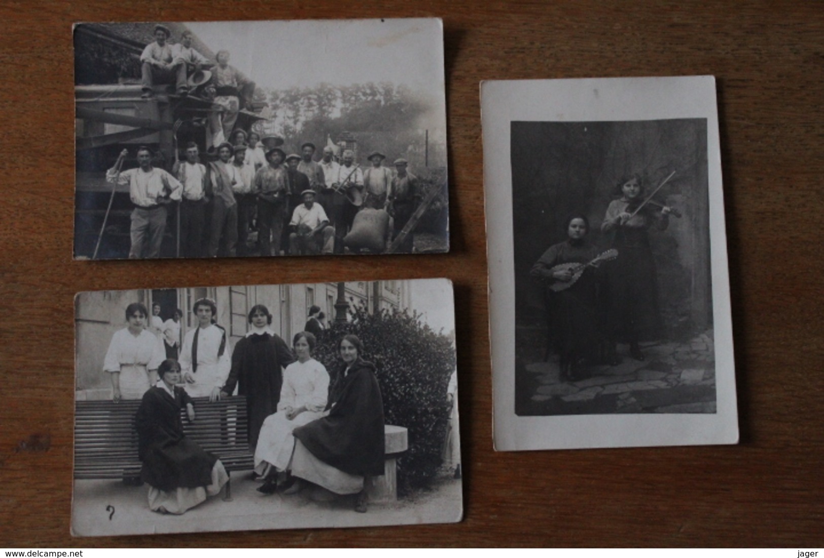 3 Cartes Photos Joueurs De Musique  , Scene Agricole  Vers 1910 - Otros & Sin Clasificación