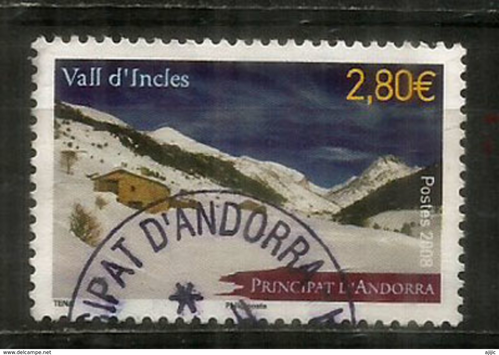 Paysage De La Vallée D'Incles, Parròquia De Canillo, Timbre Haute Faciale Pour  Recommandée,  Oblitéré.   1 ère Qualité - Used Stamps