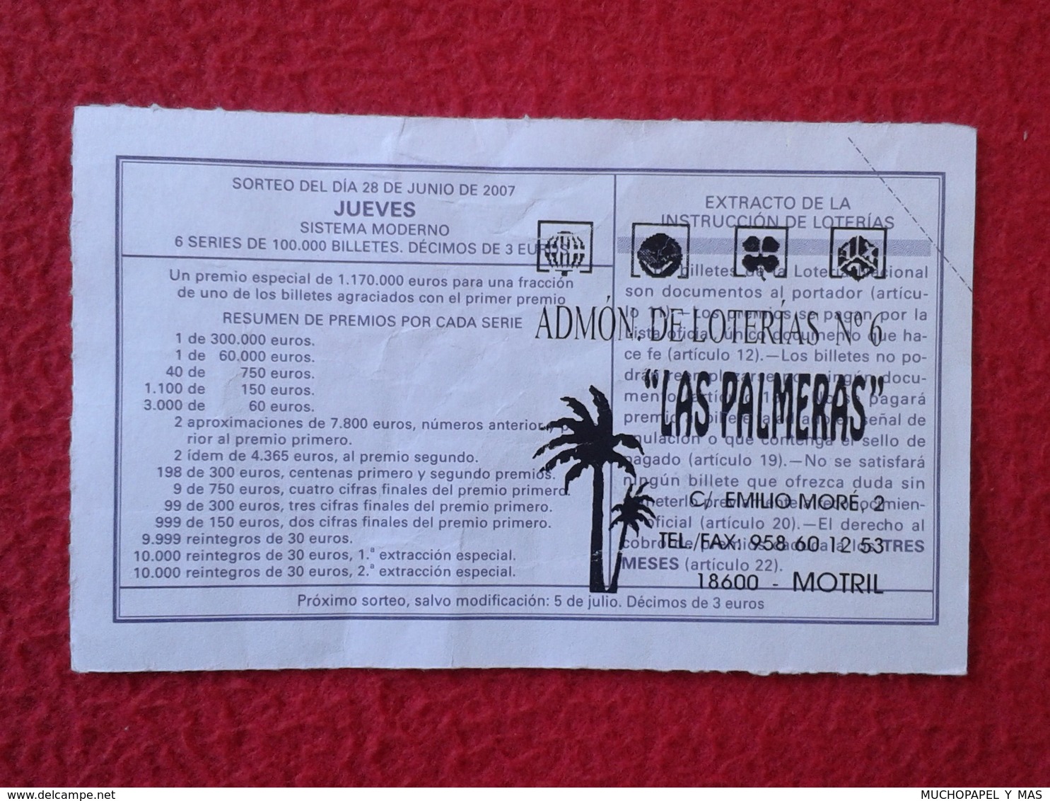 SPAIN DÉCIMO CUPÓN DE LOTERÍA LOTTERY LOTERIE ANIMAL FAUNA WILDLIFE BÚHO REAL LECHUZA O SIMIL OWL HIBOU BIRDS BIRD VER F - Billetes De Lotería