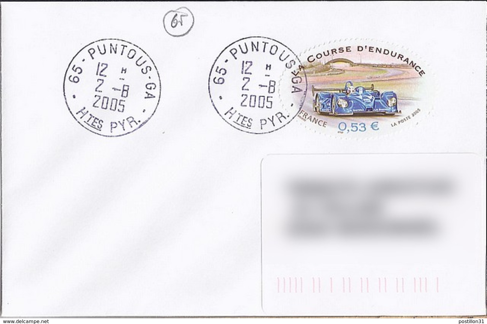 65 - HAUTES PYRENEES - 65.PUNTOUS GA - 2005 - TàD De Type  A9 - Manual Postmarks