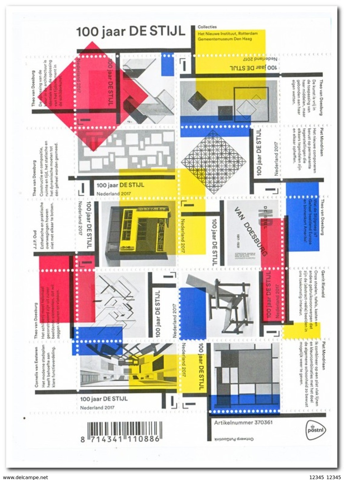 Nederland 2017, Postfris MNH, 100 Years Art Of De Stijl, 100 Jaar De Stijl - Ongebruikt