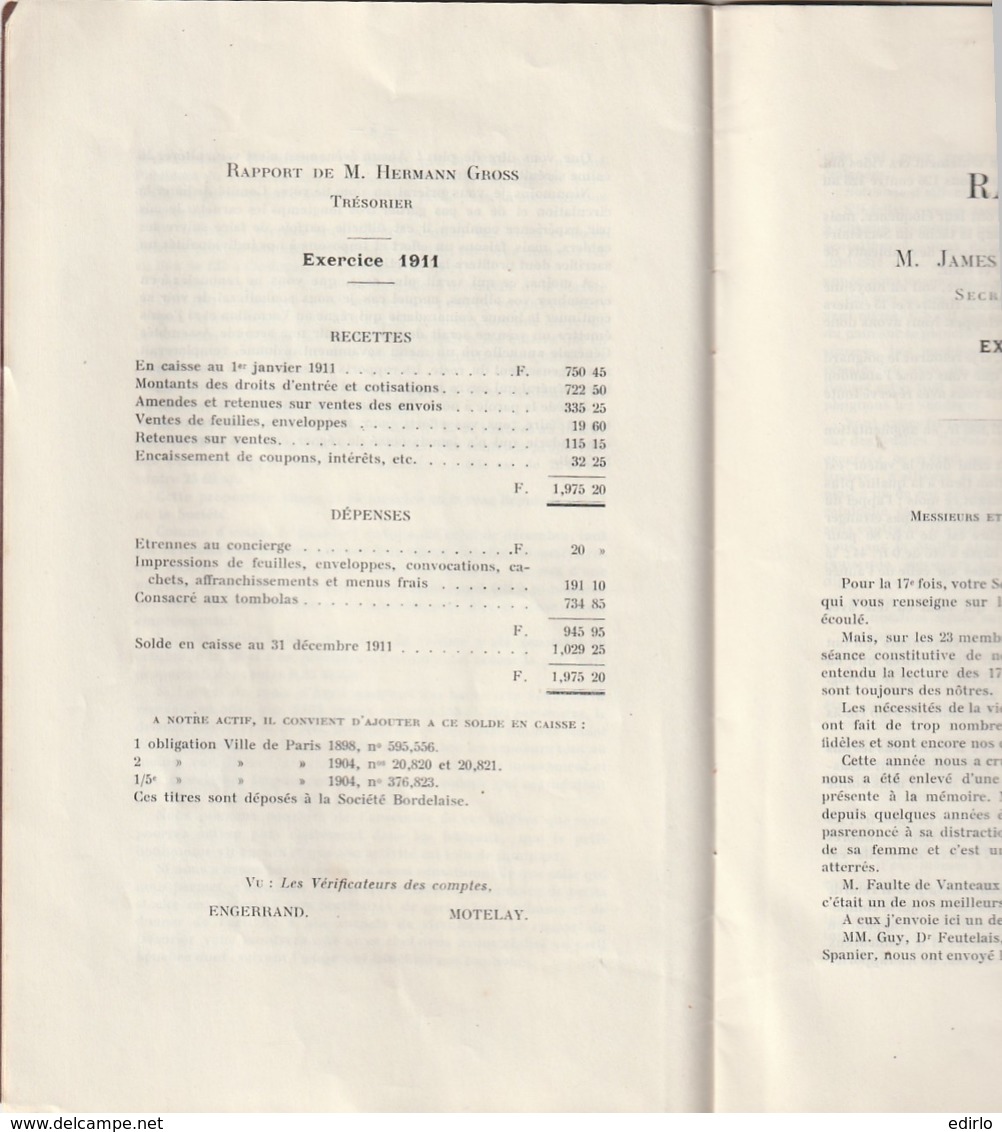 *** 33  ***   Société Timbrophile De BORDEAUX 1913 - - Autres & Non Classés