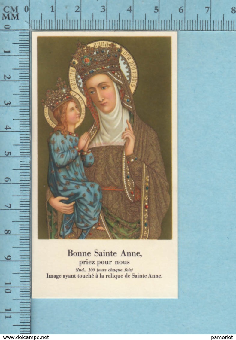 - Gold Print, Bonne Sainte Anne + Priere, Image Pieuse, Religieuse, Holy Card, Santini - Images Religieuses