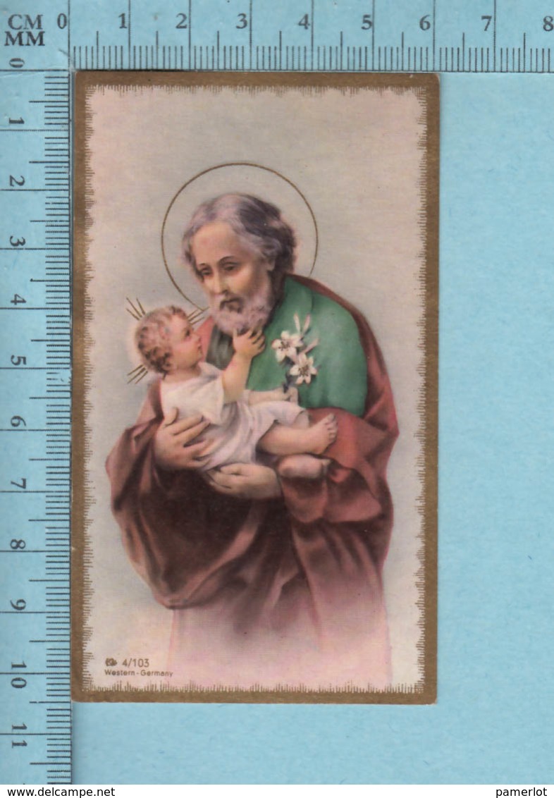 KCGO Germany - Gold Print, Saint Joseph Tenant Jésus, Image Pieuse, Religieuse, Holy Card, Santini - Images Religieuses