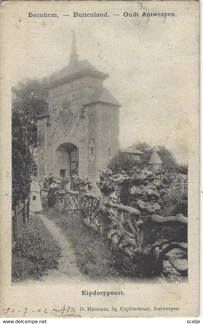 Bornhem.   -   Buitenland.   -   Oudt Antwerpen.  -   Kipdorppoort.   -   1902  Naar   Bruxelles - Bornem