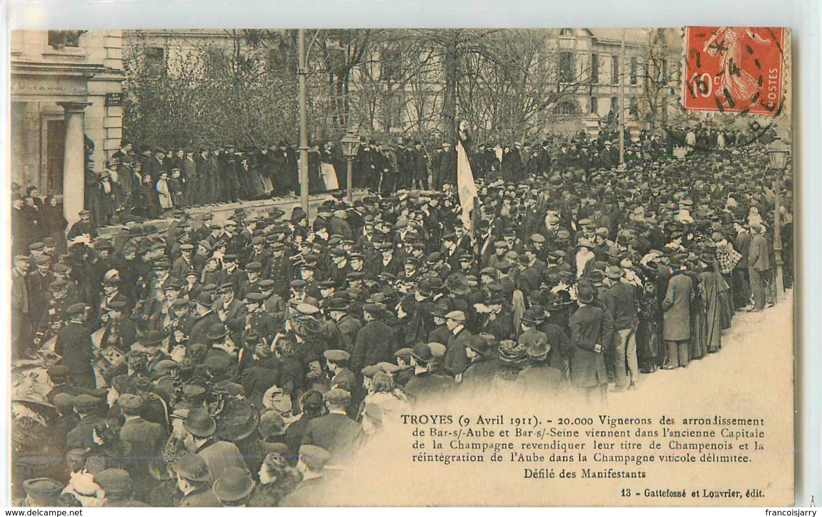 22985 - TROYES - MANIFESTATION DES VIGNERONS / AVRIL 1911 / DEFILE DES MANIFESTANTS - Troyes