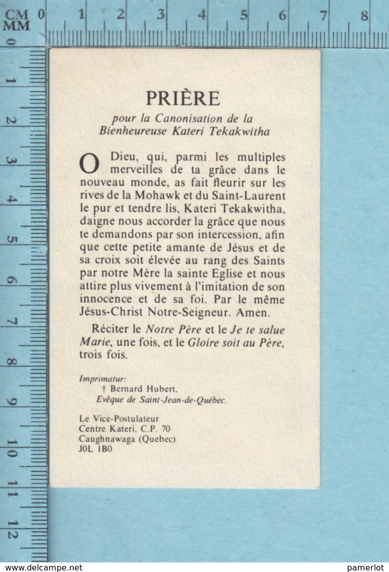 MMn 1927  - Gold Print, Kateri Tekakwita, MoHawk + Priere,  Image Pieuse, Religieuse, Holy Card, Santini - Images Religieuses
