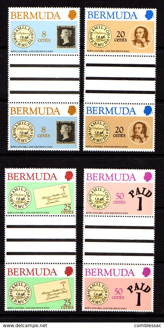 BERMUDA    1979    Death  Centenary  Of  Sir  Rowland  Hill    Set  Of  4  Gutter  Pairs        MNH - Bermuda