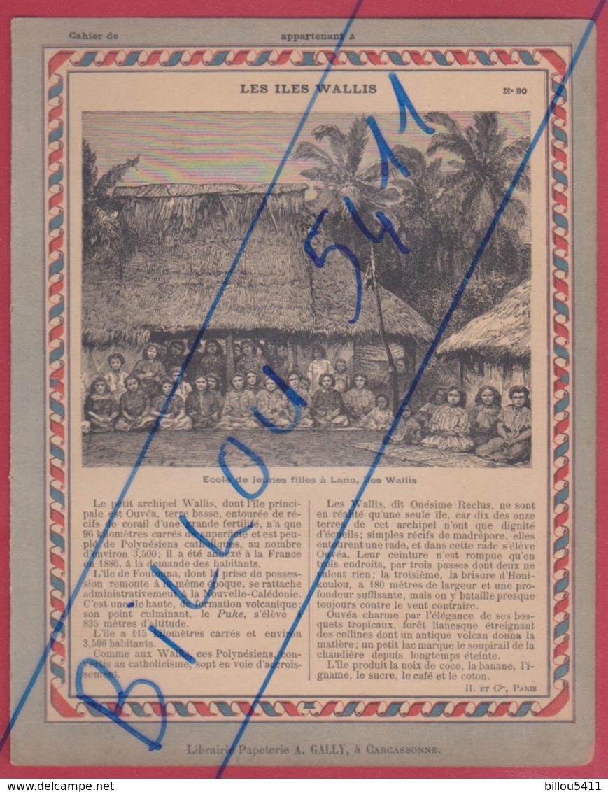 Protége Cahier Ancien La France Coloniale . Les Iles WALLIS ; école De Jeunes Filles ;Les TAHITIENS - Protège-cahiers