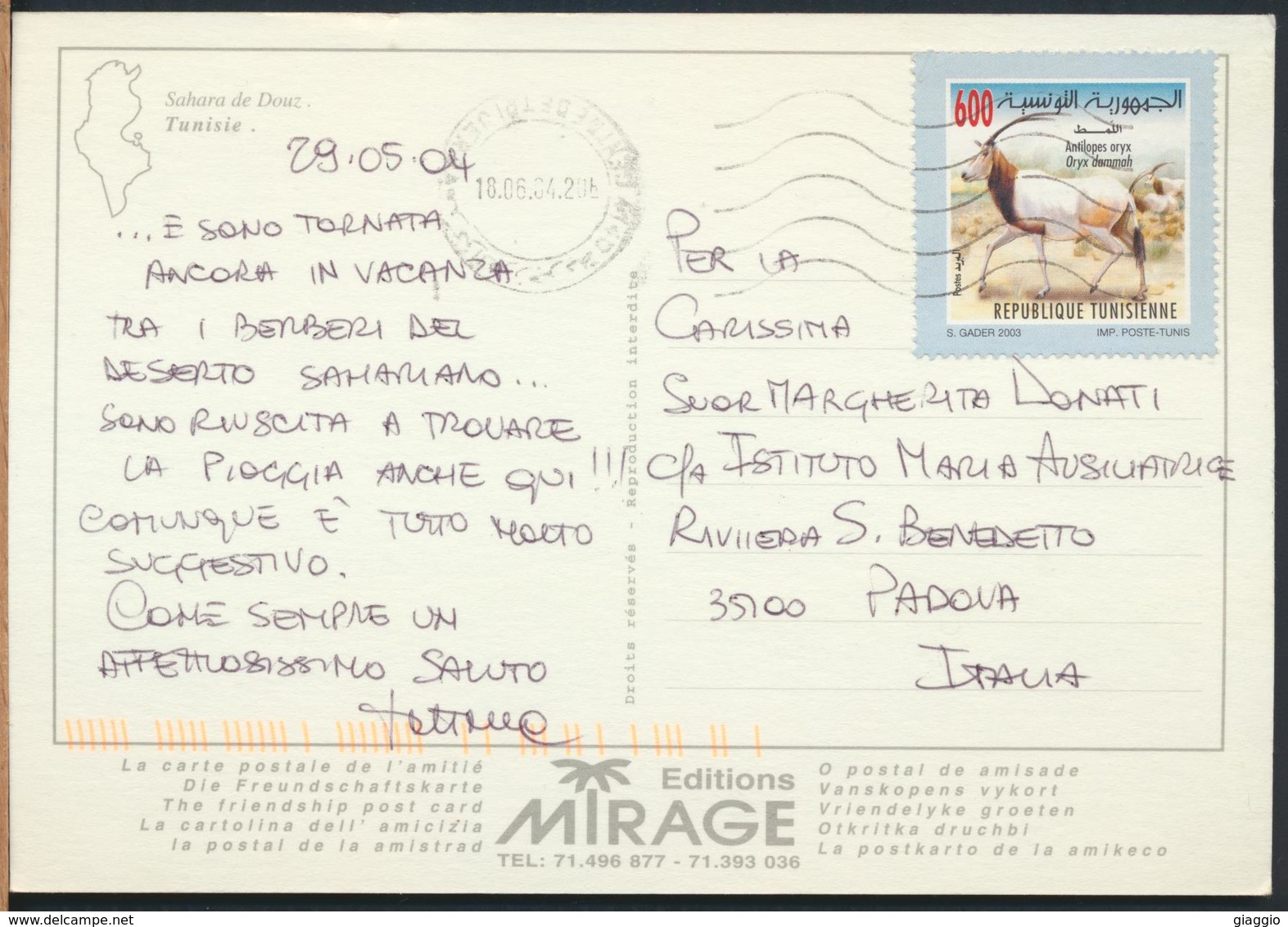 °°° 13056 - TUNISIE - 71 - SAHARA DE DOUZ - 2004 With Stamps °°° - Tunisia