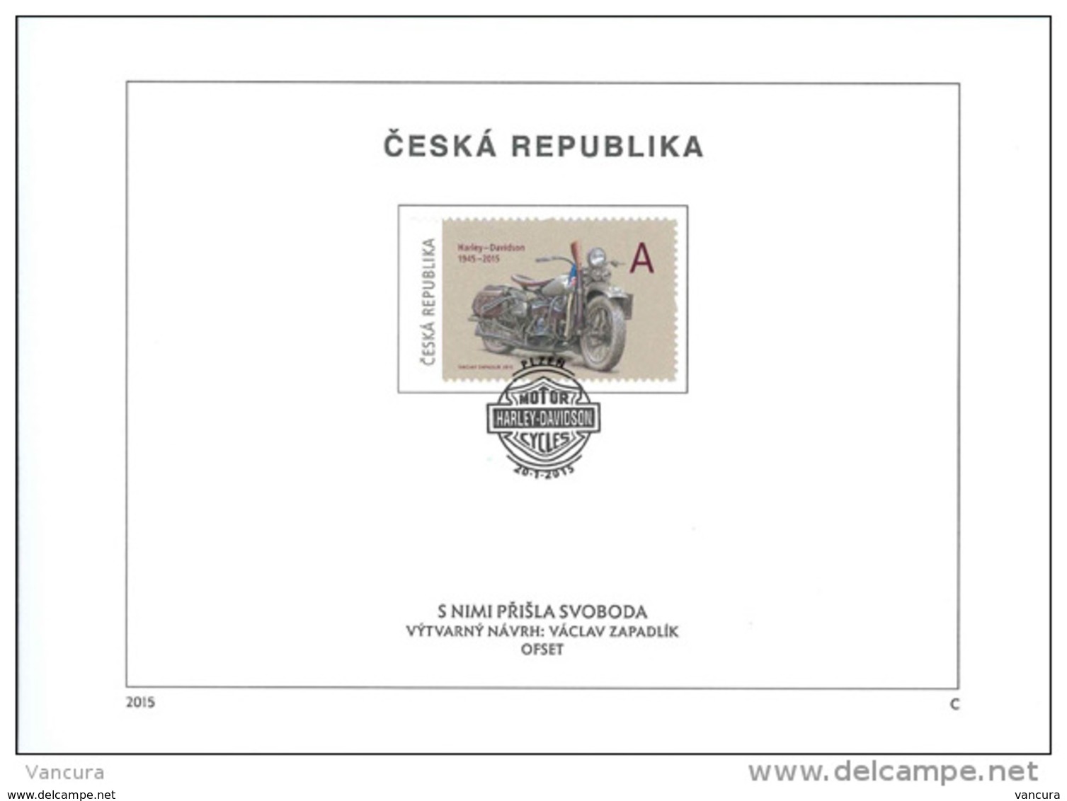 First Day Sheet NL 835 Czech Republic Harley Davidson 2015 - Motorräder