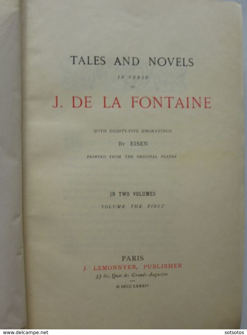 J. De La Fontaine - Tales And Novels In Verse - 1884 History, Illustrated - Quantity: 1 Book - Limited Edition - 1850-1899