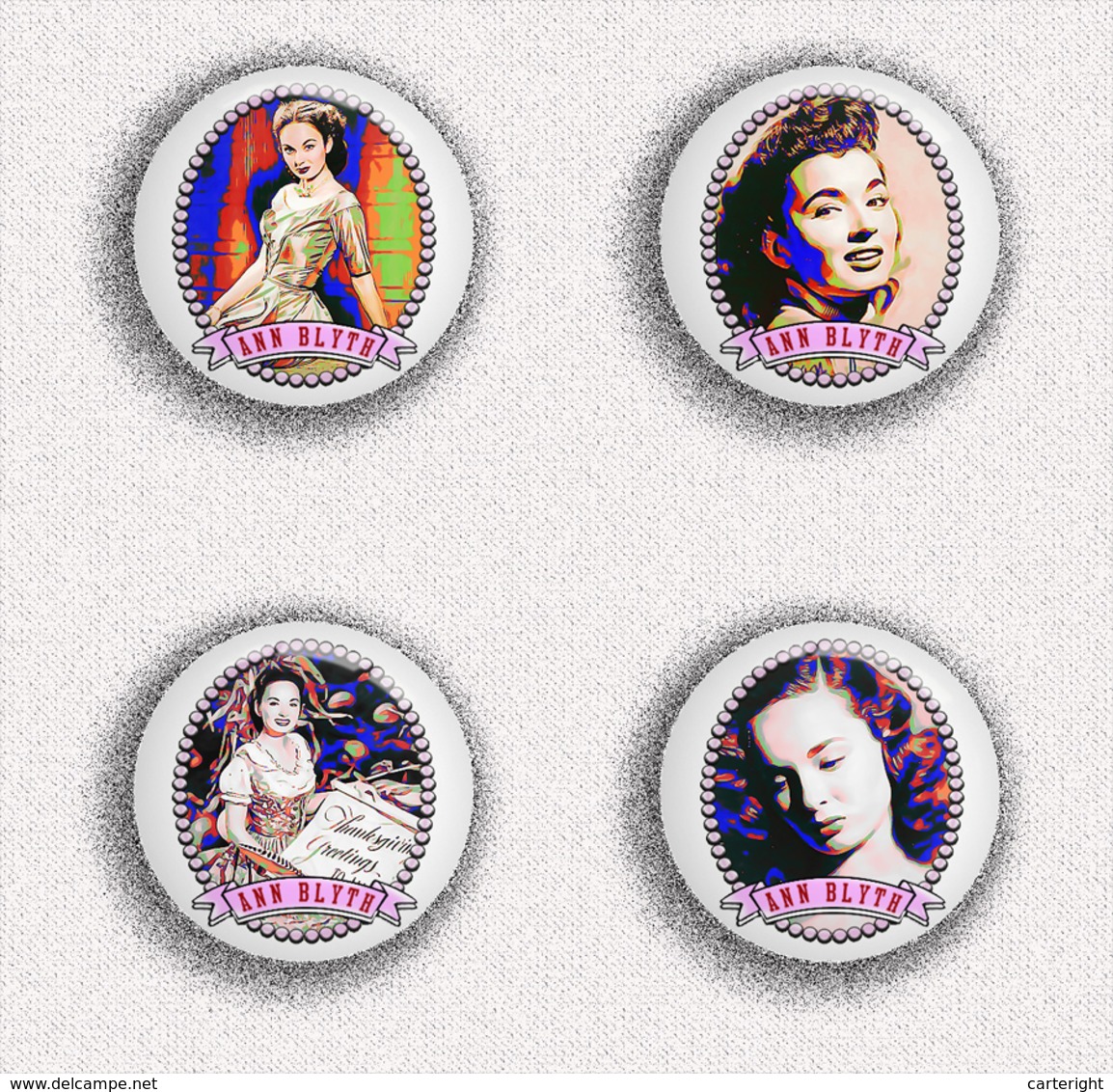 35 X Ann Blyth Film Fan ART BADGE BUTTON PIN SET 2 (1inch/25mm Diameter) - Films