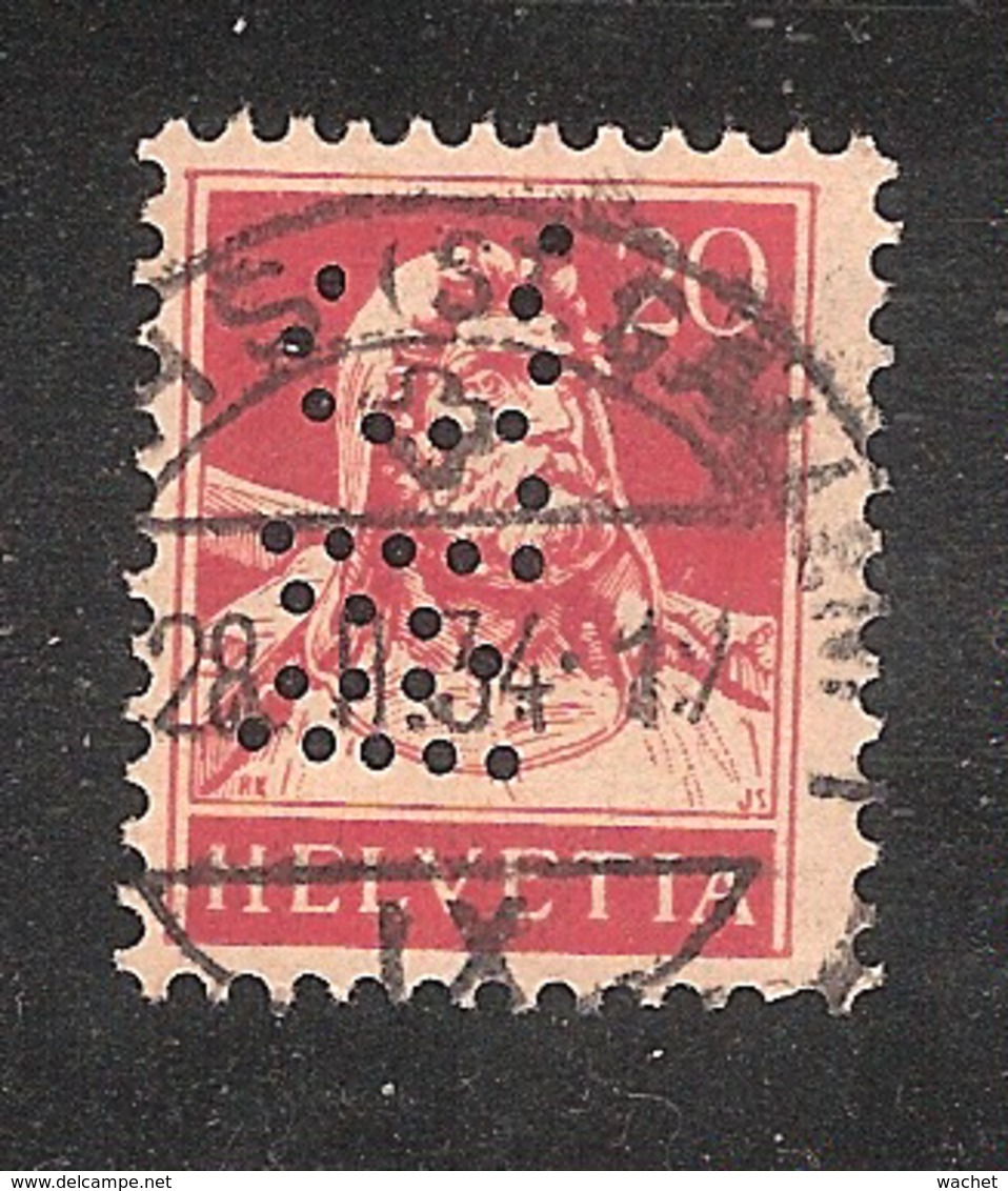Perfin/perforé/lochung Switzerland No YT203 1925-1942 William Tell  M.C.  Metzger & Cie Buchs  SG - Perforés